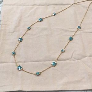 NWT Kate Spade Long Gold Tone Necklace w/ Turquoise Enamel Beads